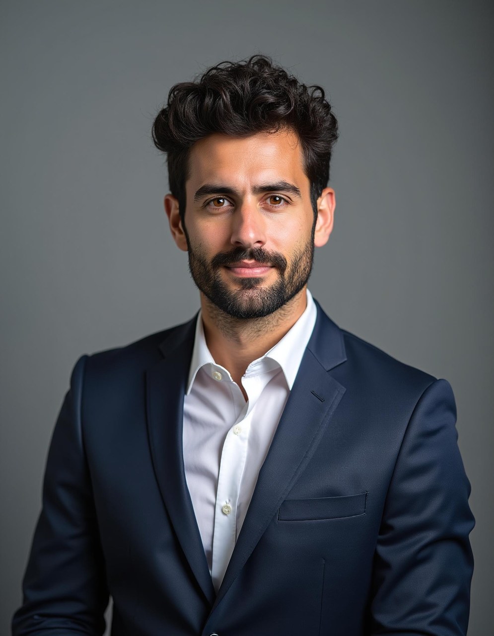 Exemple de portrait professionnel — éclairage studio, fond neutre